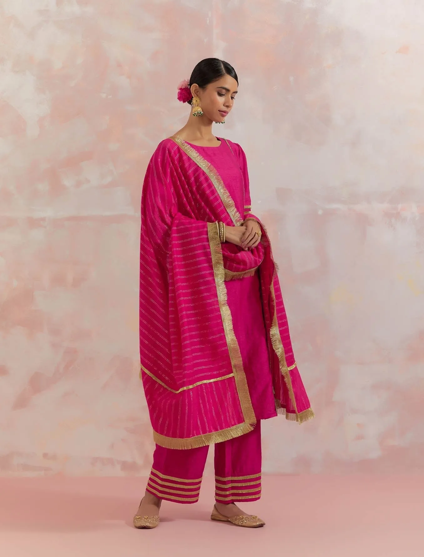 Pink Rukbat Kurta With Pant (Set Of 2)