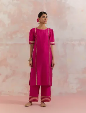 Pink Rukbat Kurta With Pant (Set Of 2)