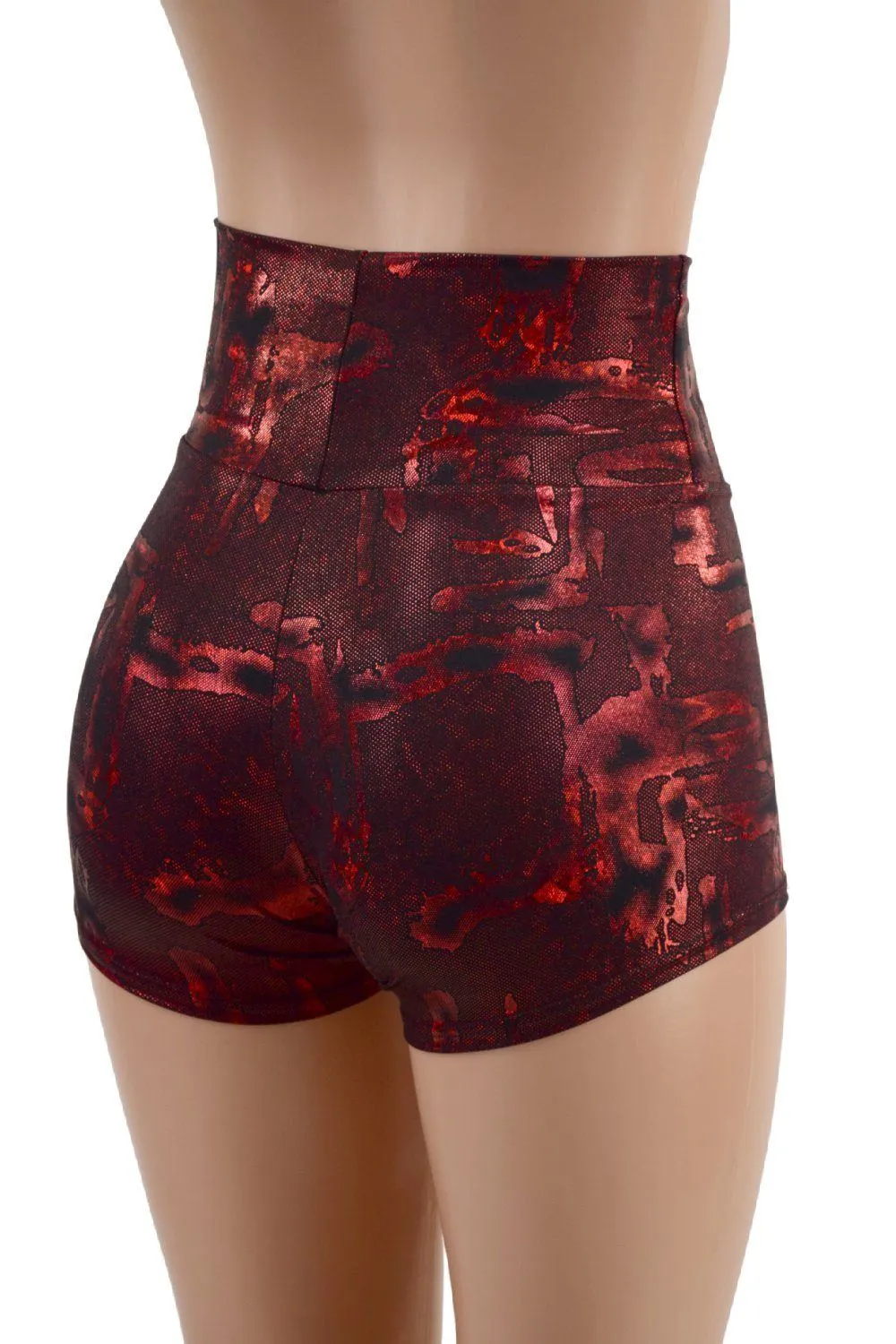 Primeval Red High Waist Shorts