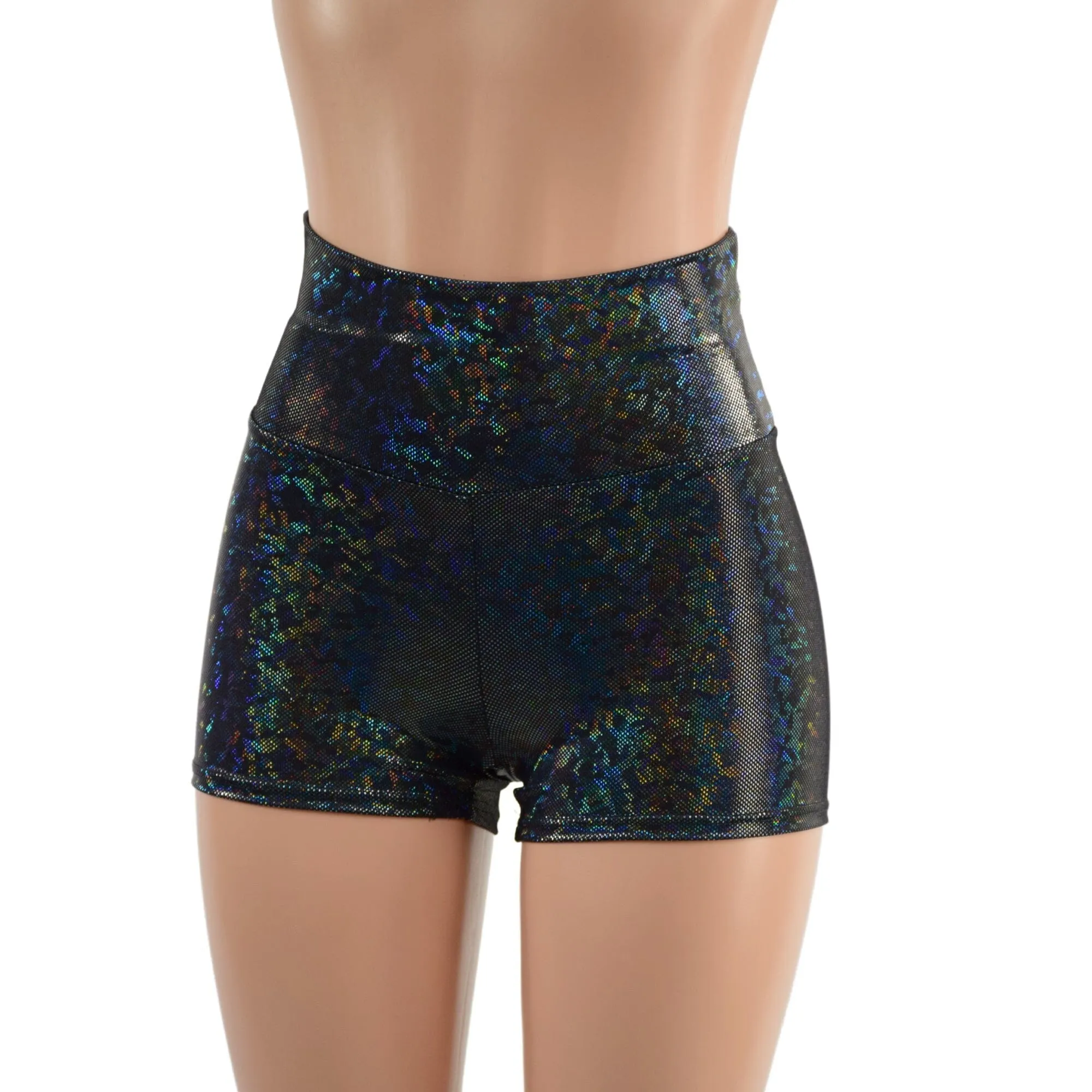 Ready To Ship Black Kaleidoscope High Waist Shorts