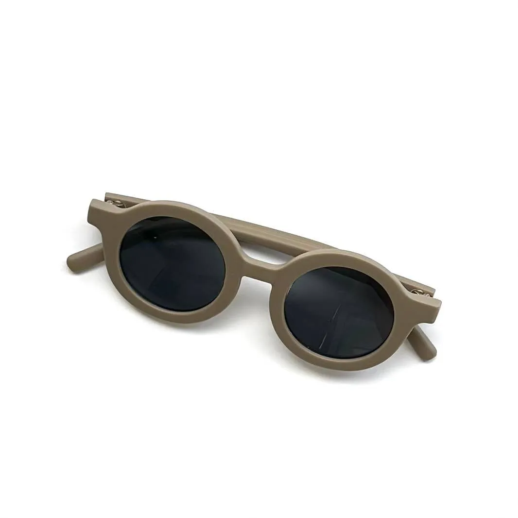 Retro Round Kids Sunglasses Matt Finish: Mustard