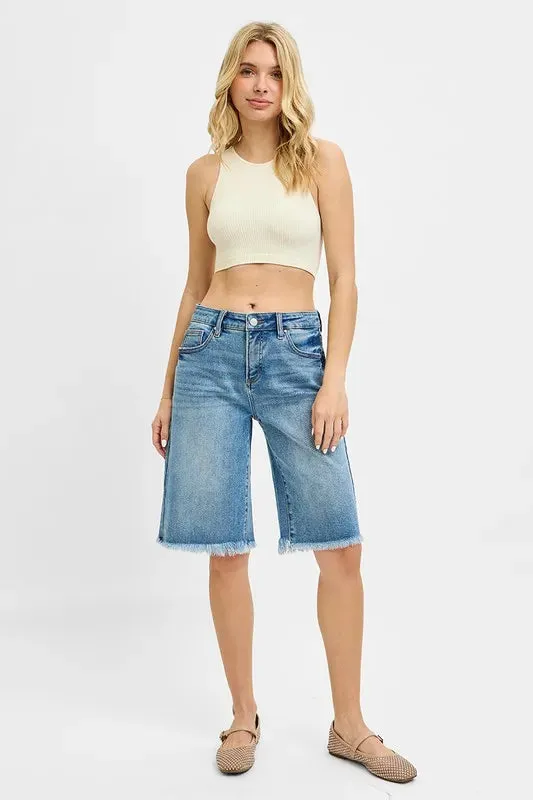 RISEN Full Size Tummy Control Mid Rise Fit Bermuda Plus Size