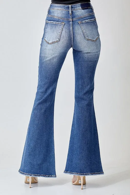 Risen High Rise Rhinestone Flare Jeans