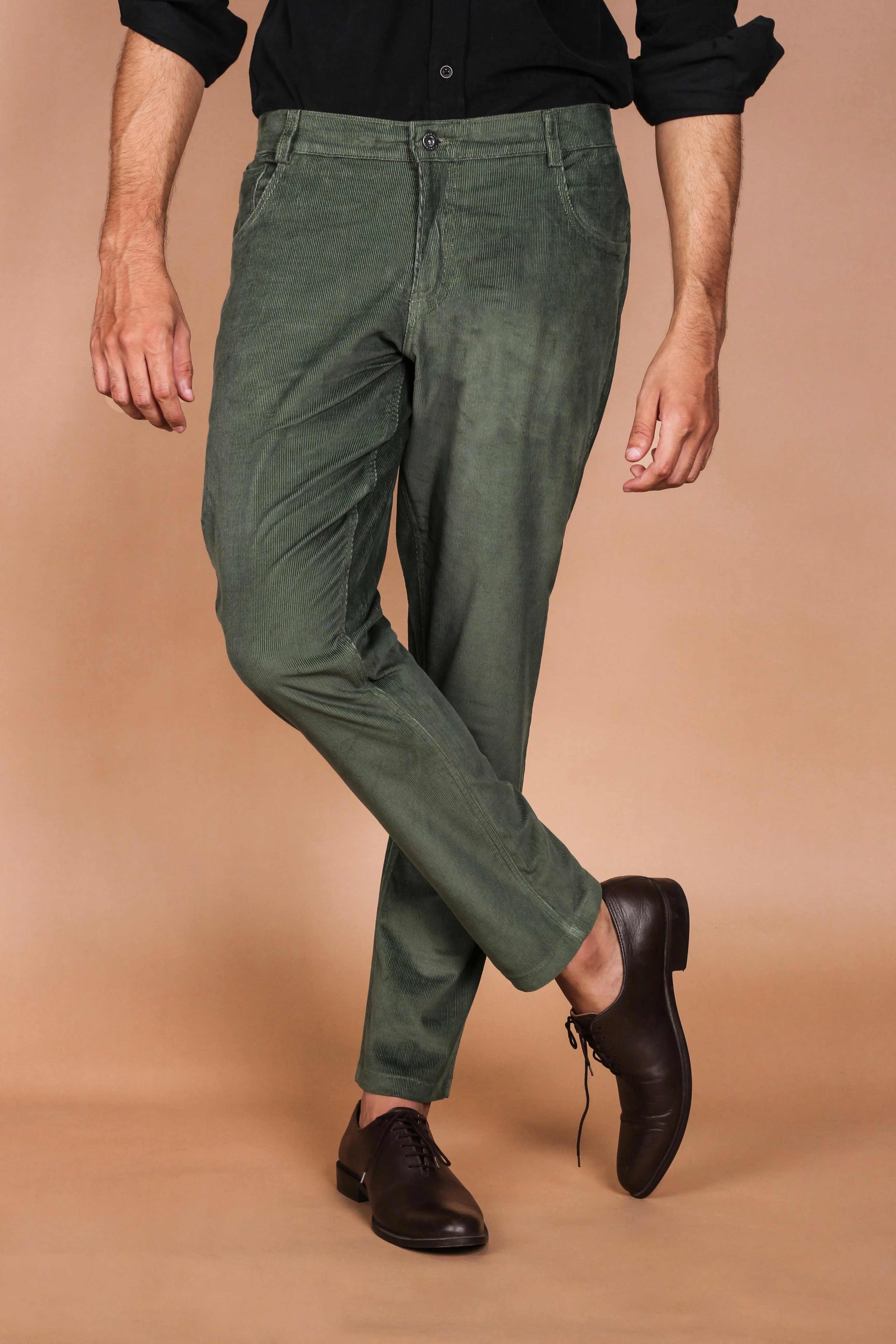 Seaweed Green Five Pocket Corduroy Trousers