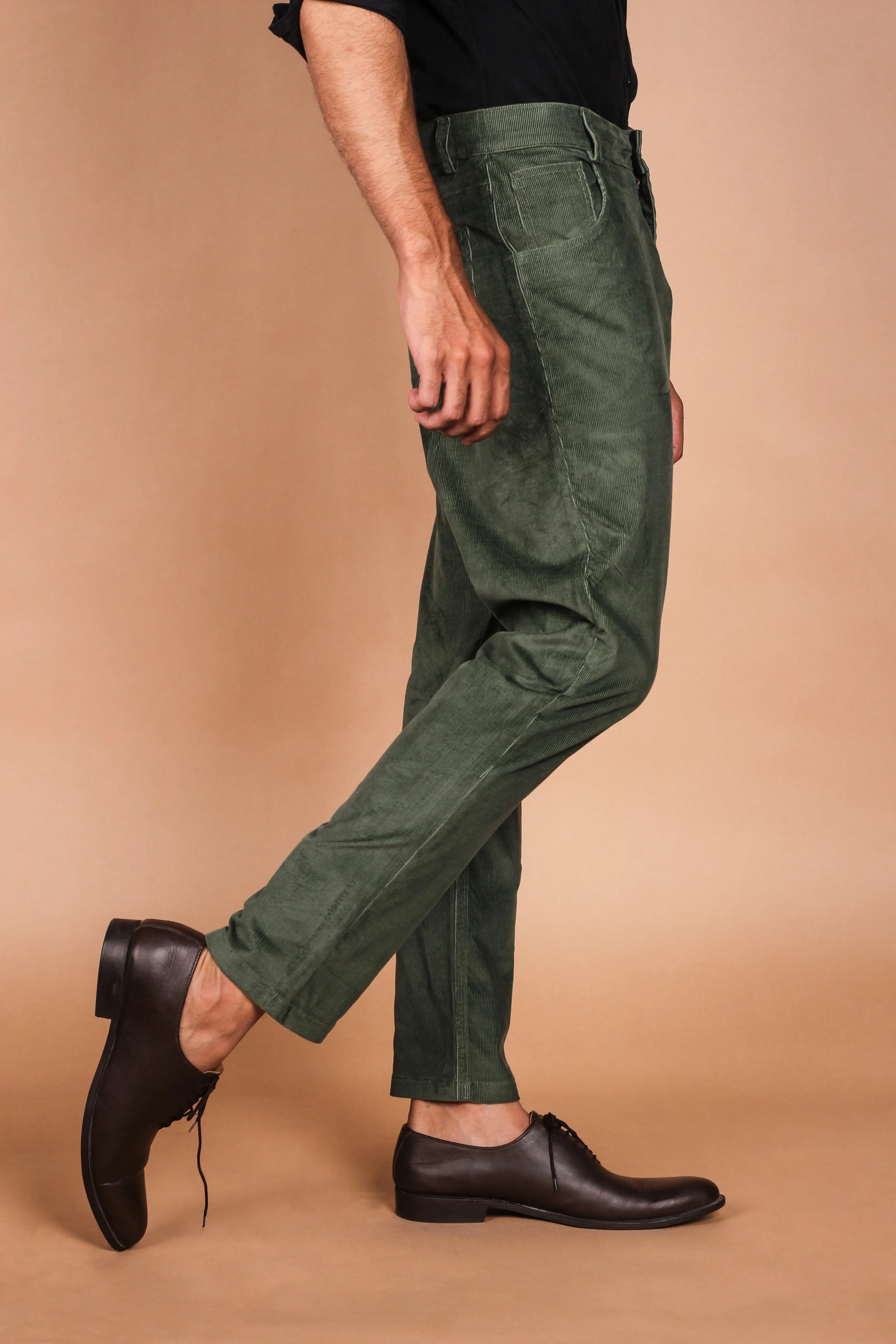 Seaweed Green Five Pocket Corduroy Trousers