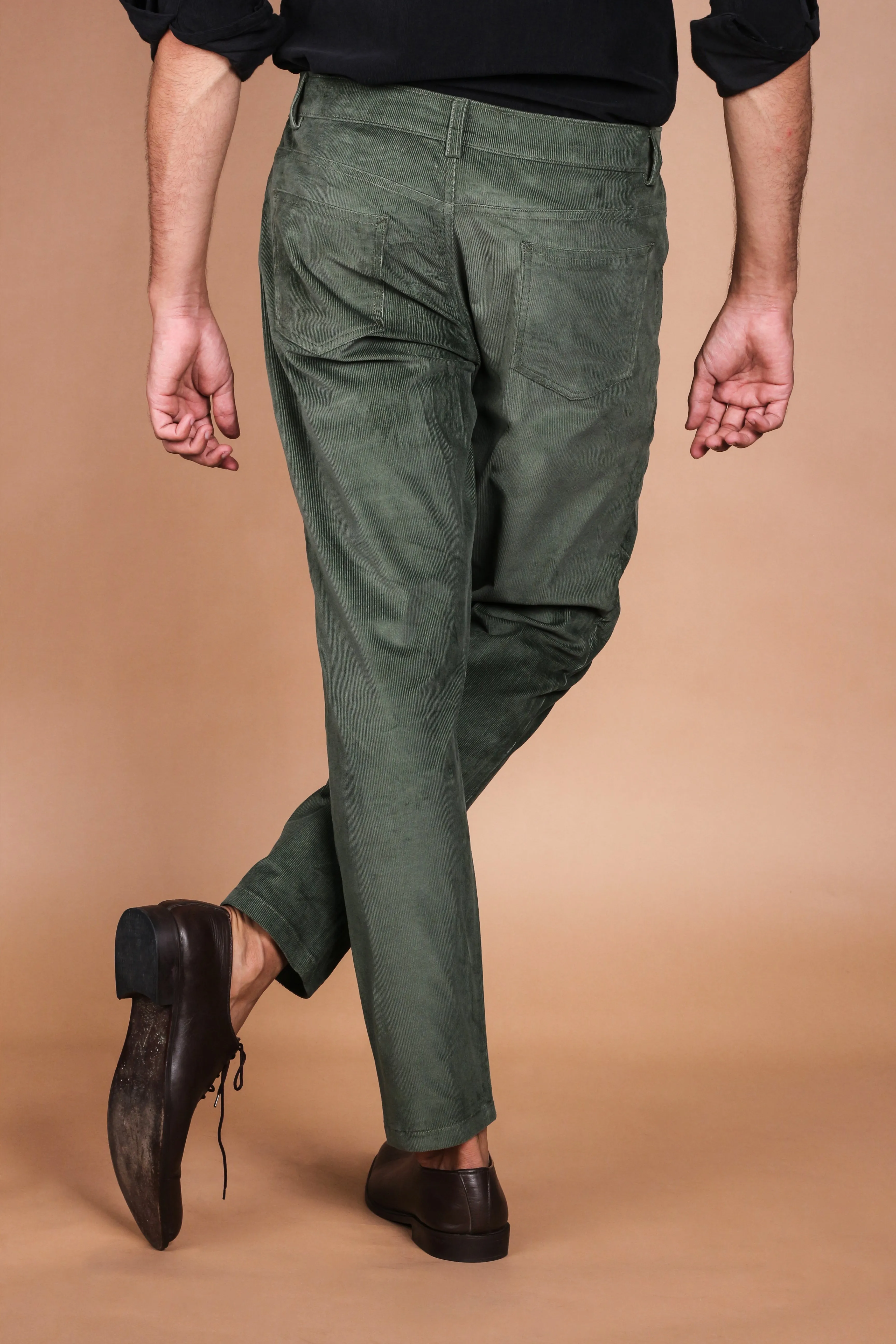 Seaweed Green Five Pocket Corduroy Trousers