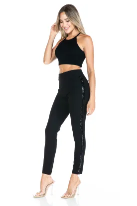 Sequin Trimmed Ponte Pant
