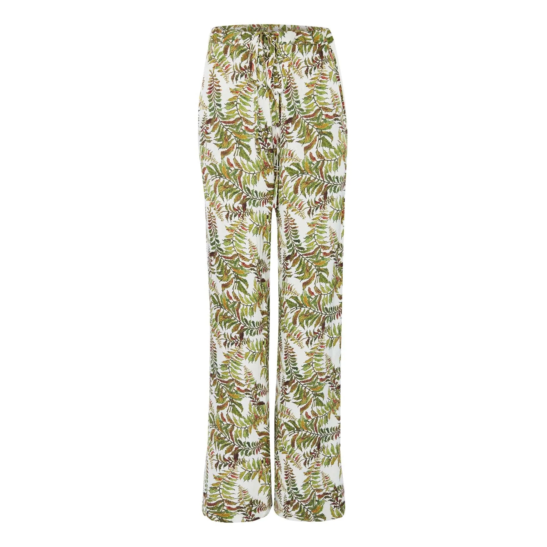 Silk Trousers in Fern with Stripe