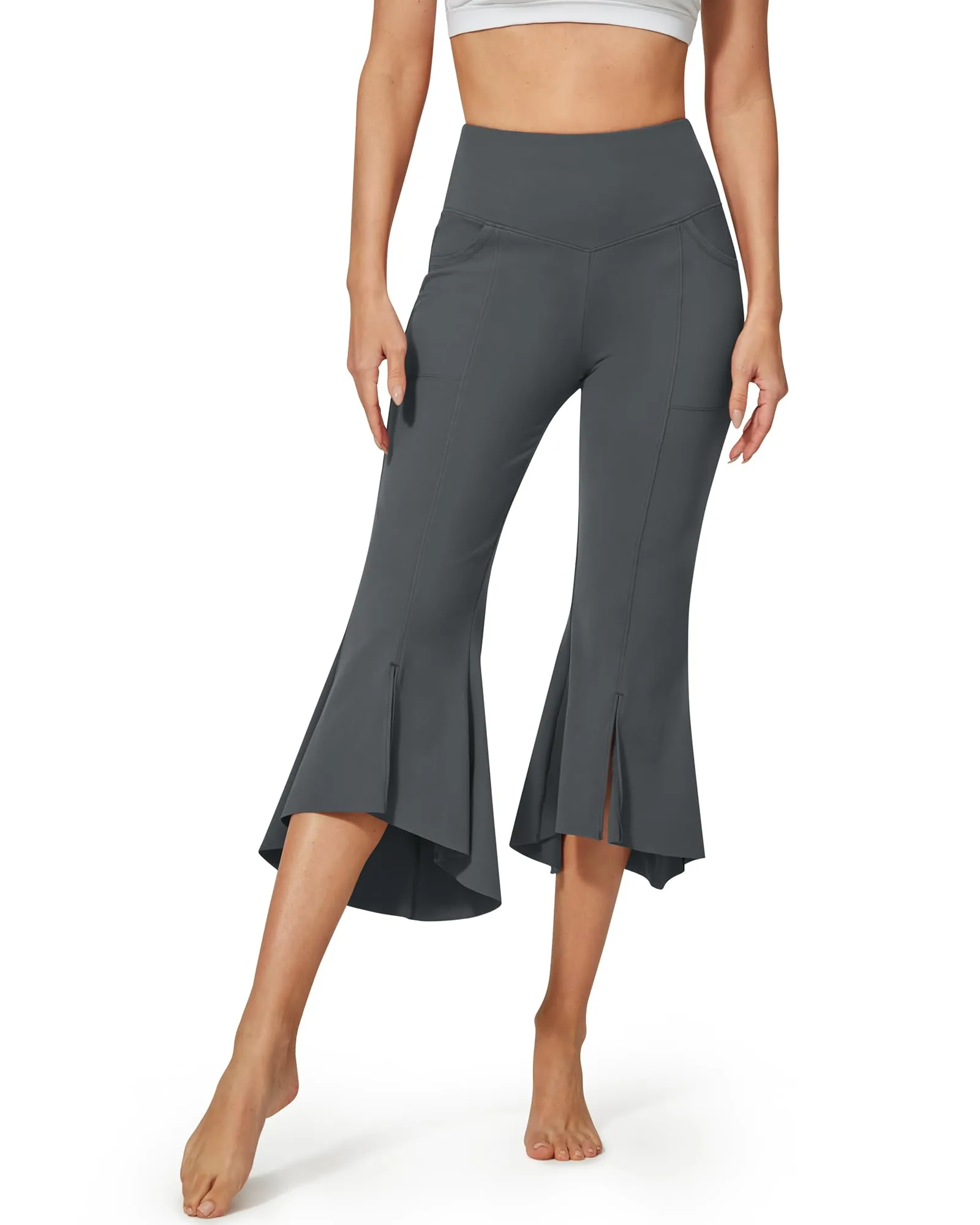 Stretch High-Waist Ruffle Yoga Casual Capri Pants