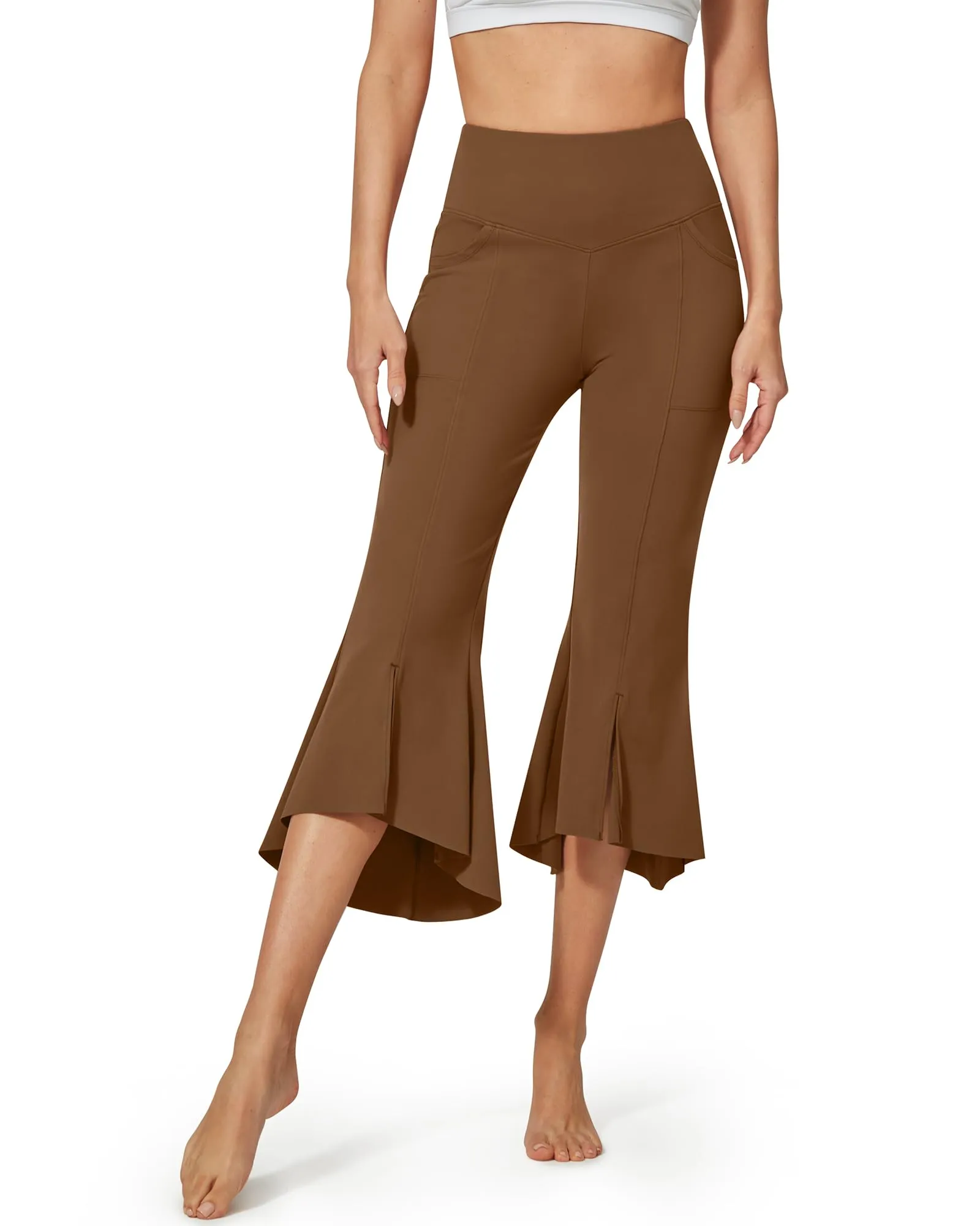 Stretch High-Waist Ruffle Yoga Casual Capri Pants