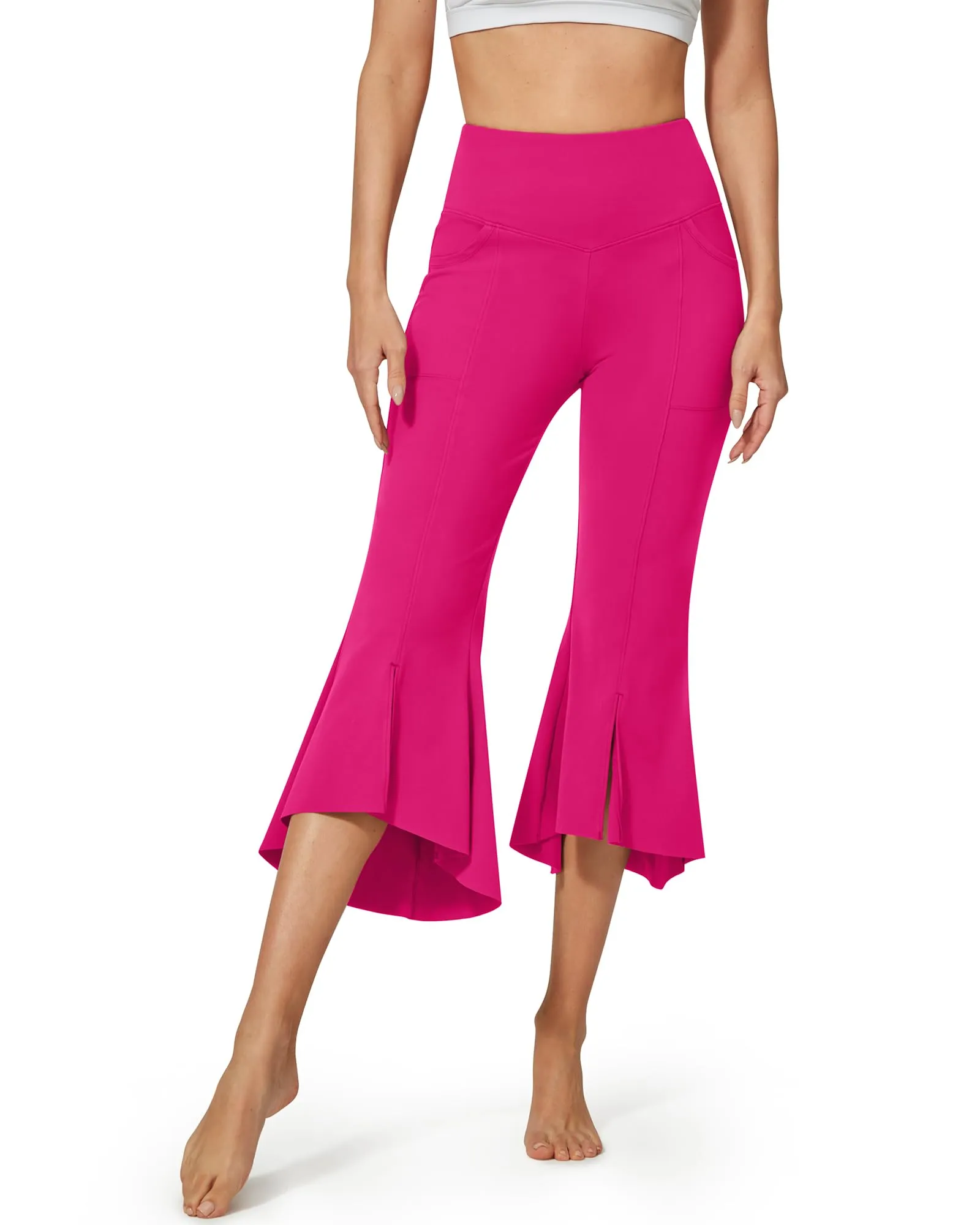 Stretch High-Waist Ruffle Yoga Casual Capri Pants