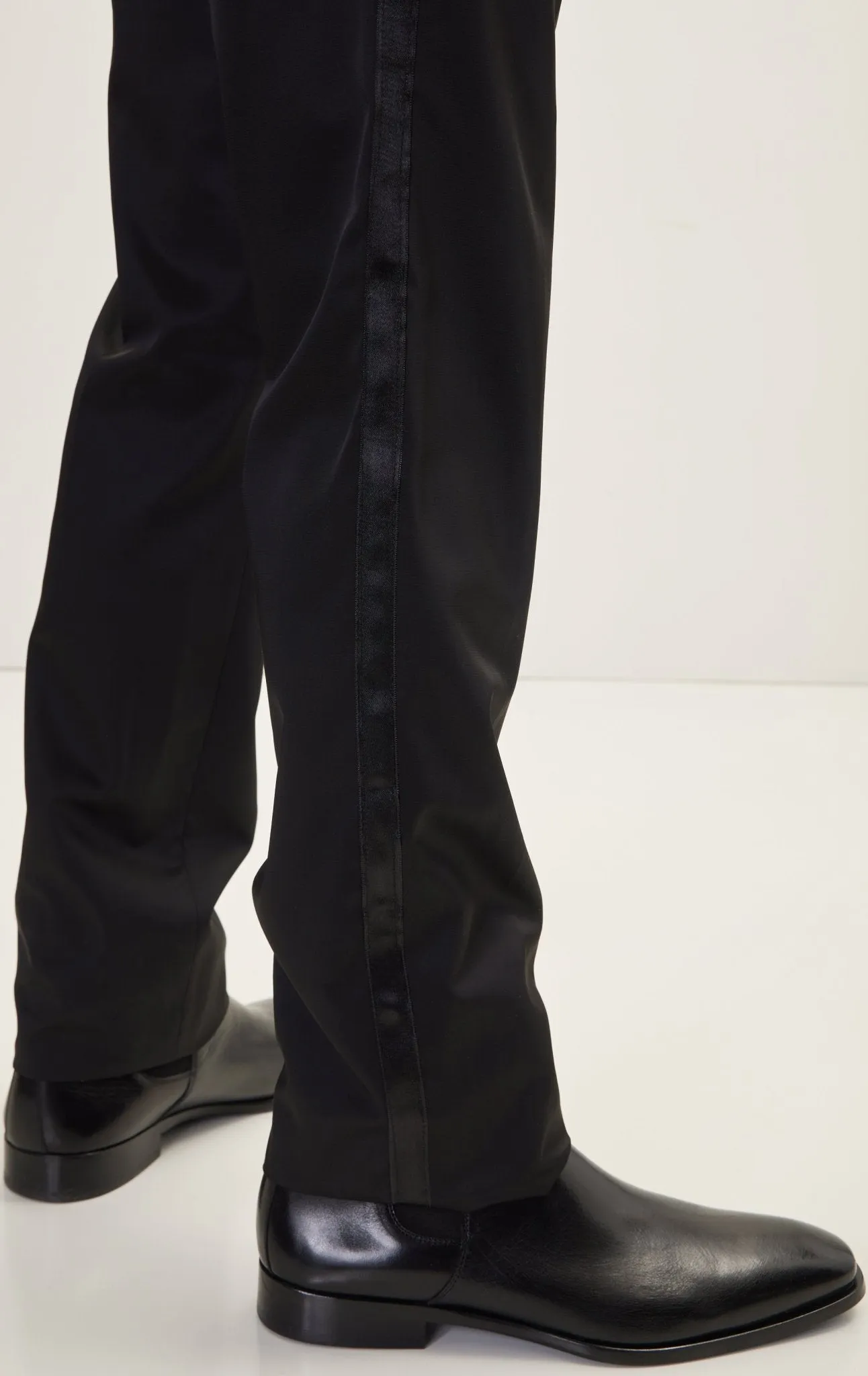Striped Fitted Tuxedo Pants - Black