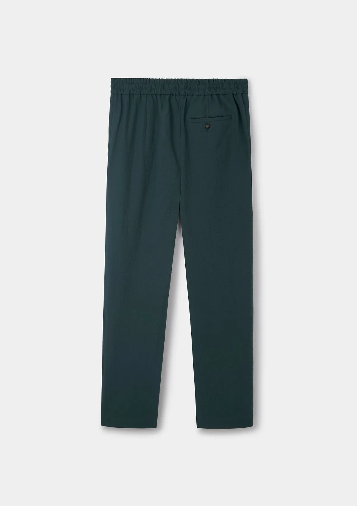 Teal Seersucker Drawstring Trousers
