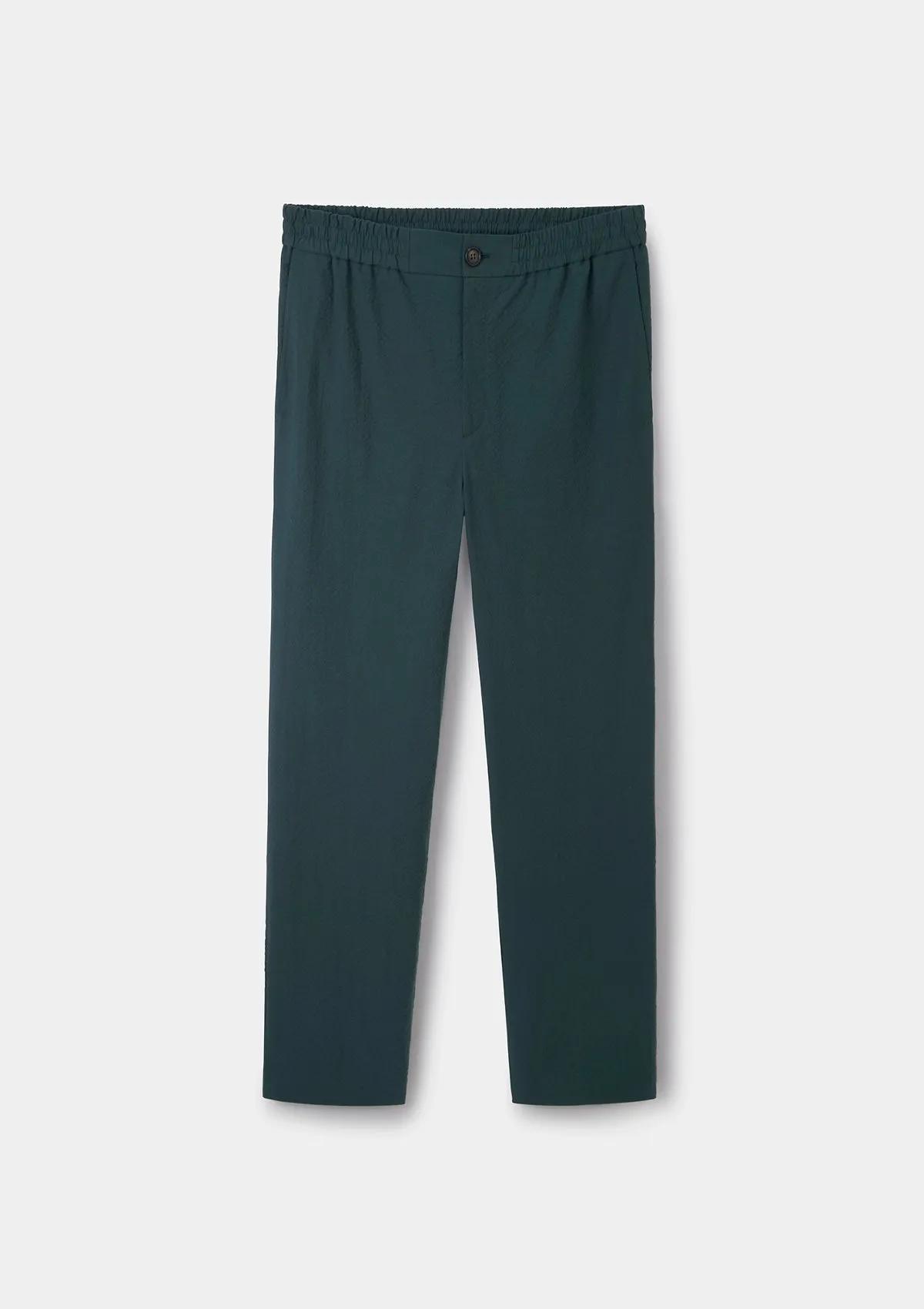 Teal Seersucker Drawstring Trousers
