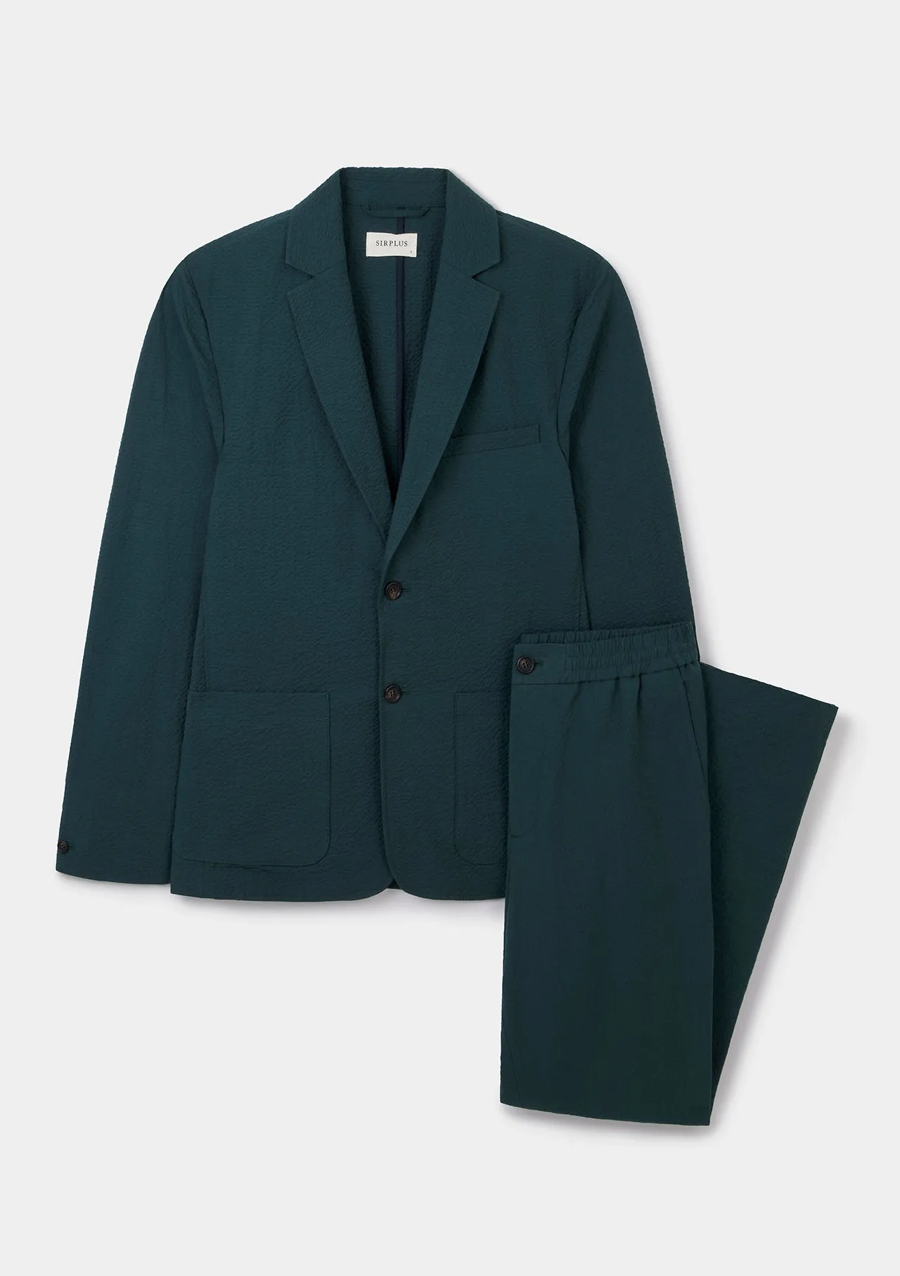 Teal Seersucker Drawstring Trousers