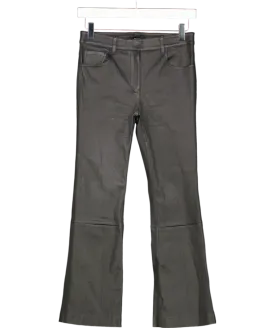 Theory Black Leather Kick Flare Jeans UK XXXS