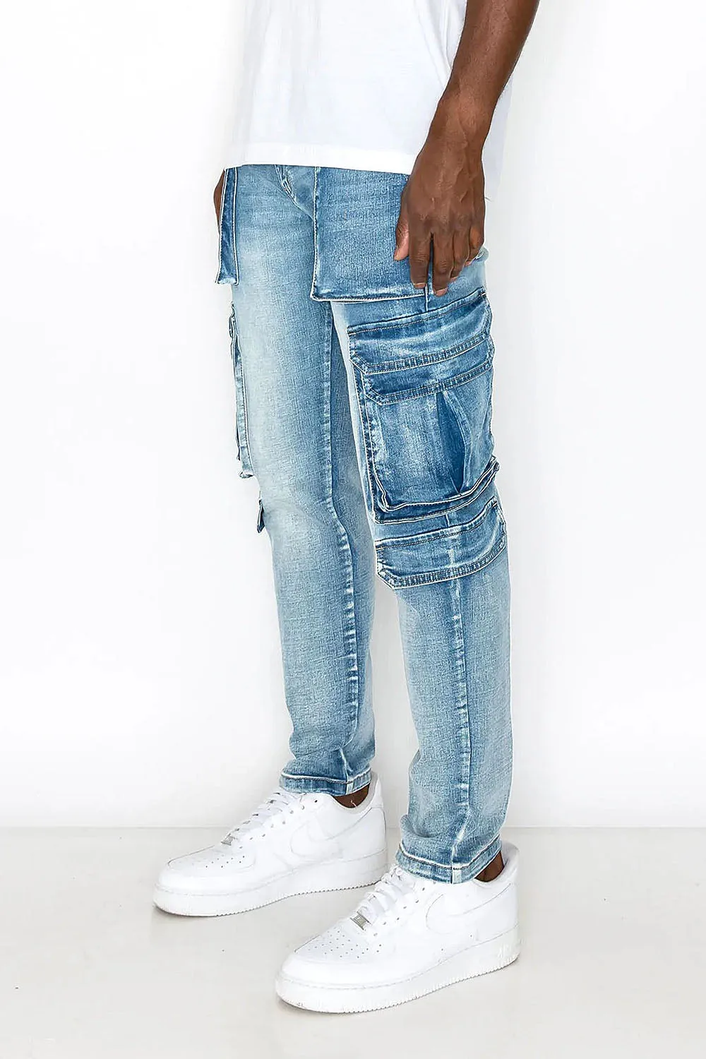 Utility Cargo Relaxed Slim Fit Denim Jeans