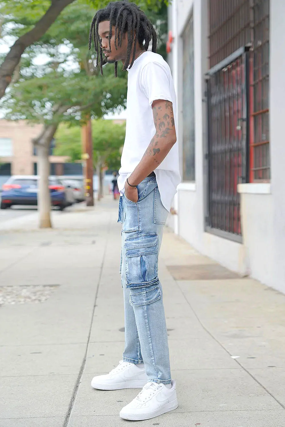 Utility Cargo Relaxed Slim Fit Denim Jeans