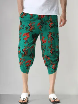 Vintage Graphic Casual Capri Pants