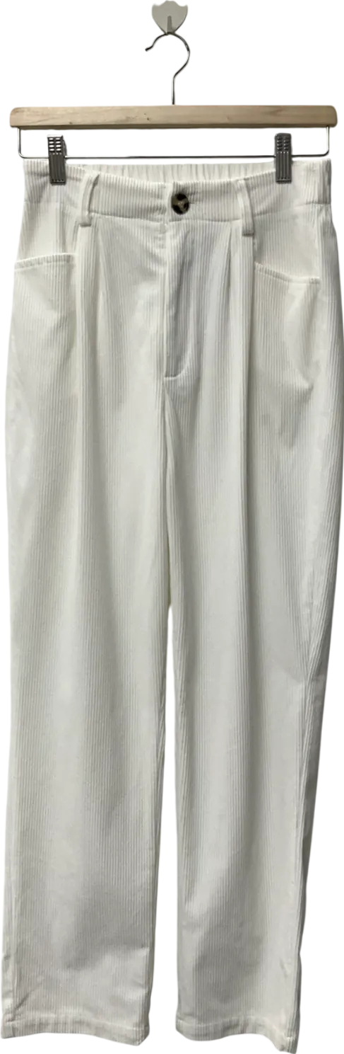 White Corduroy Trousers UK S