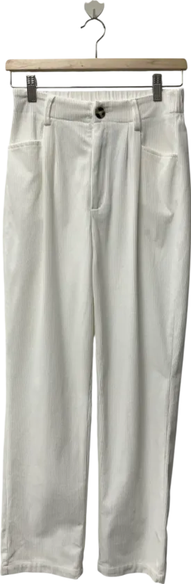 White Corduroy Trousers UK S