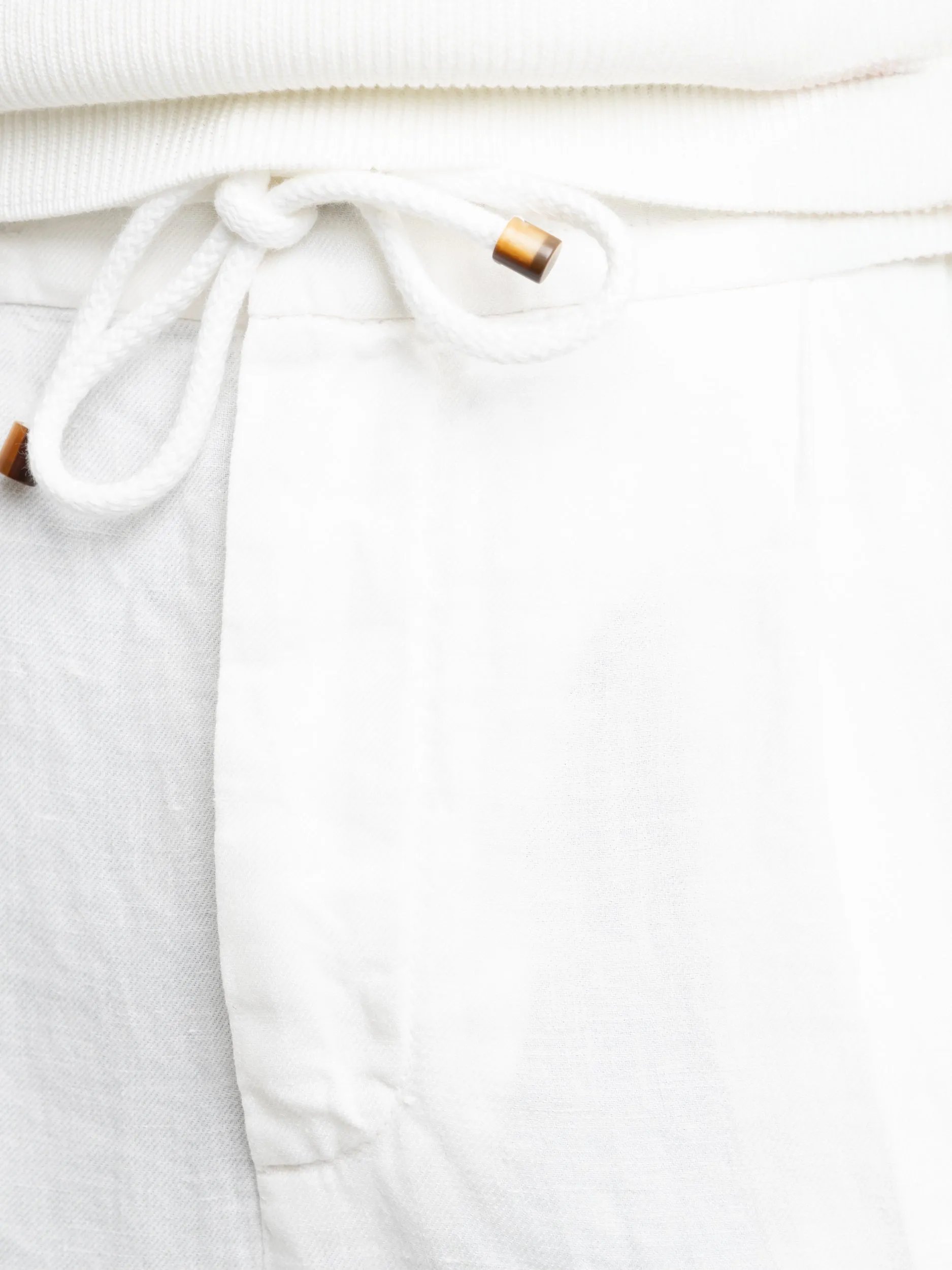 White Garment-Dyed Linen Gabardine Trousers