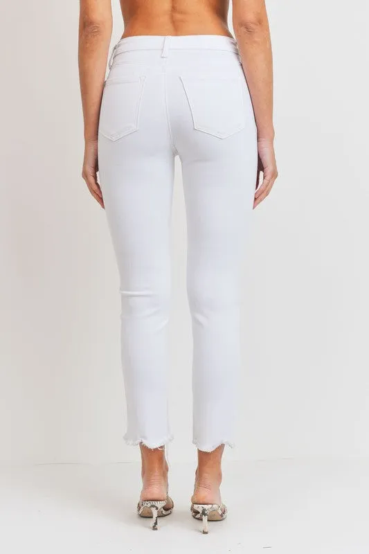 White High Rise Straight Jeans