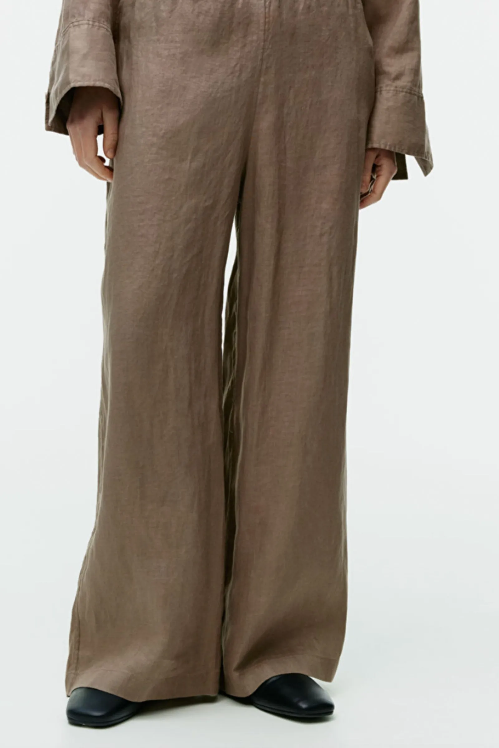 Wide Linen Trousers Mole