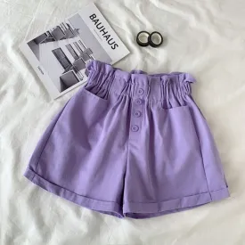 Women High Waist Shorts | Korean Style Short | Cotton Short | Casual Shorts | Street Style Short | Short Pant with Belt | Solid Color Shorts