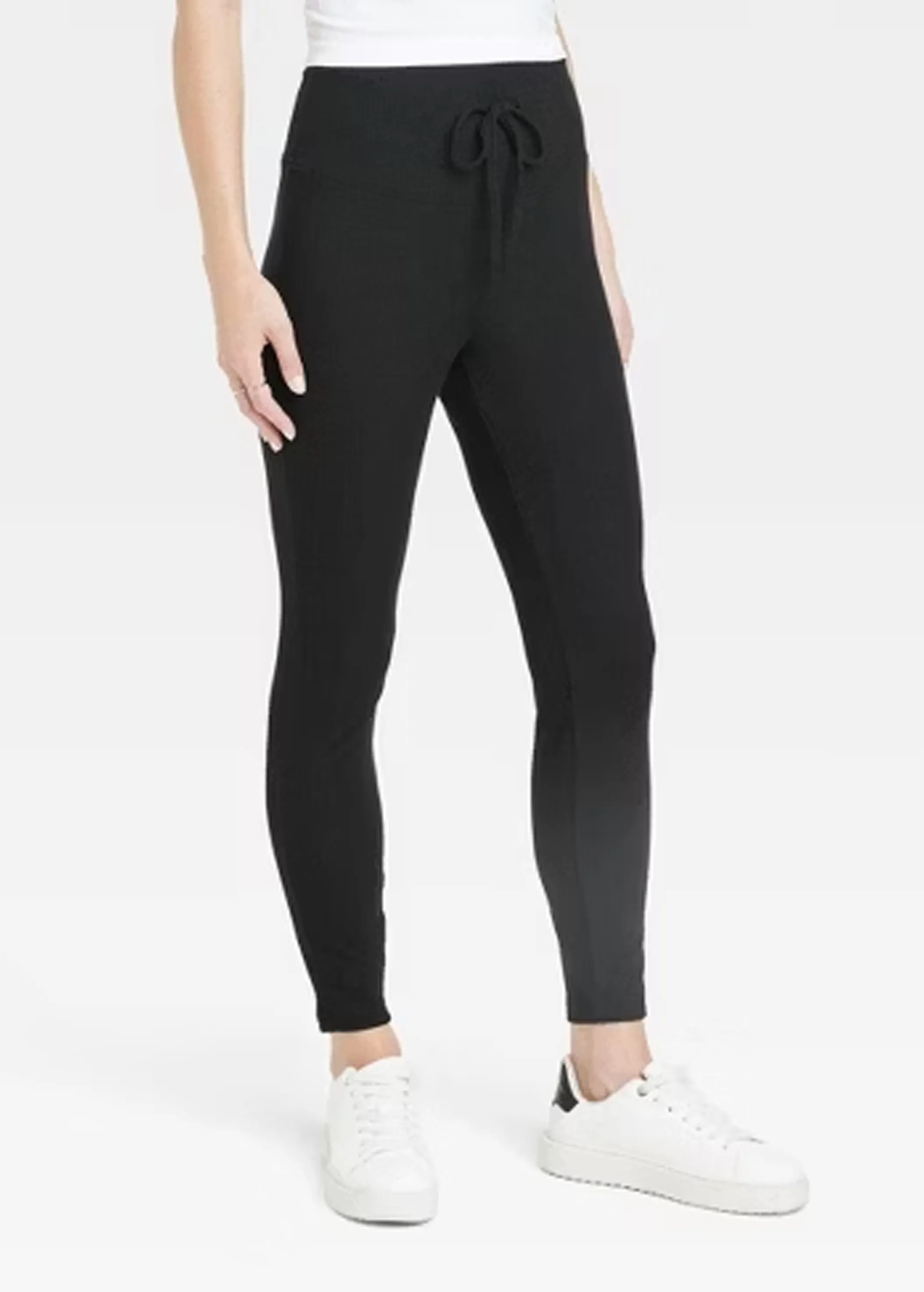 Women's Ribbed Pull On Pants,Black